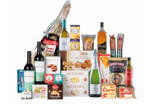 Lote 9 Cesta de Navidad 24 productos con vinos, jamón y otros