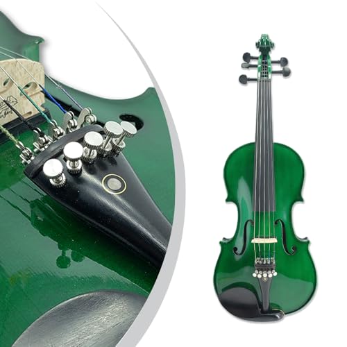 Image of Electric Violin 4 /4 full size 5 string Acoustic Violin with Ebony Fittings, Case and Bow, Maple Spruce Beginner Kit for Adults(Green)