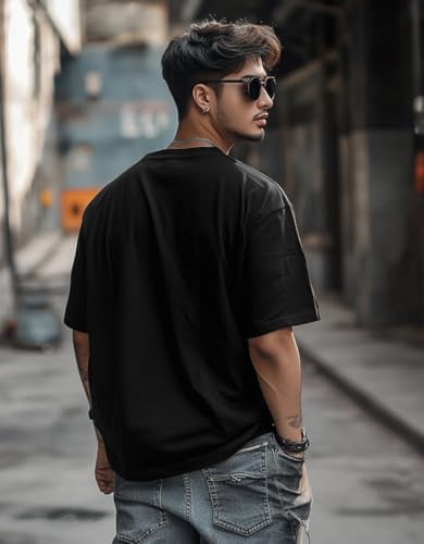 Image of URGEAR Men's Oversized Casual Stylished Printed Cotton Blended Round Neck T-Shirt