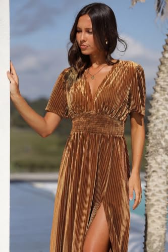 Image of Maxigerui Women's Velvet Maxi Dress Formal Dresses for Wedding Guest Dress