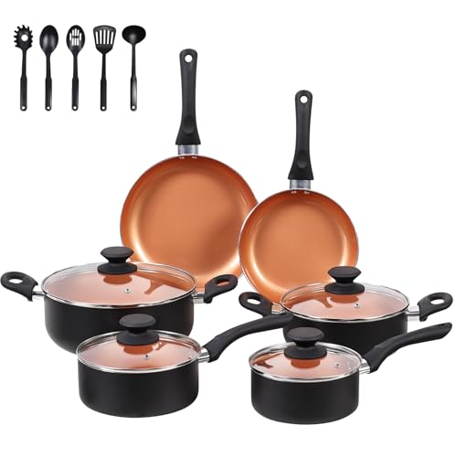 BECIGAR Ceramic Pots and Pans Set, 15PCS Nonstick Set Ceramic Cookware Set, Nonstick Pan Pots and Pans Set Non Stick Cookware set (With-Induction)