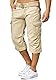 Indicode Herren Nicolas Check 3/4 Cargo-Shorts inkl. Gürtel | Herrenshorts aus Baumwolle Fog, L