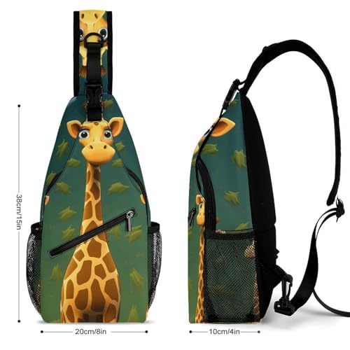 Cartoon Giraffe Casual Chest Bag Crossbody Sling Backpack Daypack for Outdoors Hiking Traveling2