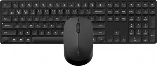 Rapoo Zestaw bezprzewodowy mysz + klawiatura (myszka komputerowa, mouse, keyboard, wireless, Bluetooth, 1300 DPI, odbiornik USB) czarny