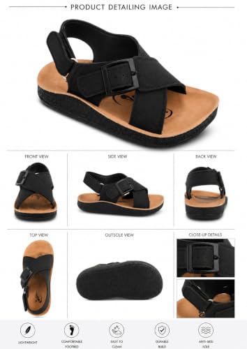 Image of Like Style Kids Sandals, Black with Gold-Tone Buckles