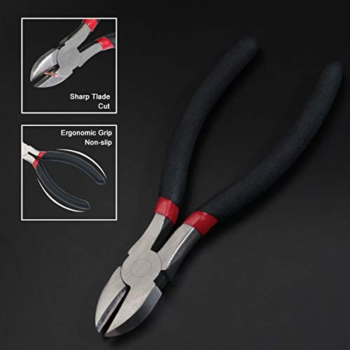 boeray 4pcs Pliers Set 6\" Long Nose Pliers 6\" Diagonal Pliers 8\" Slip Joint Pliers 8\" Linesman Pliers Home Maintenance Tool Kit for Home Repair and DIY