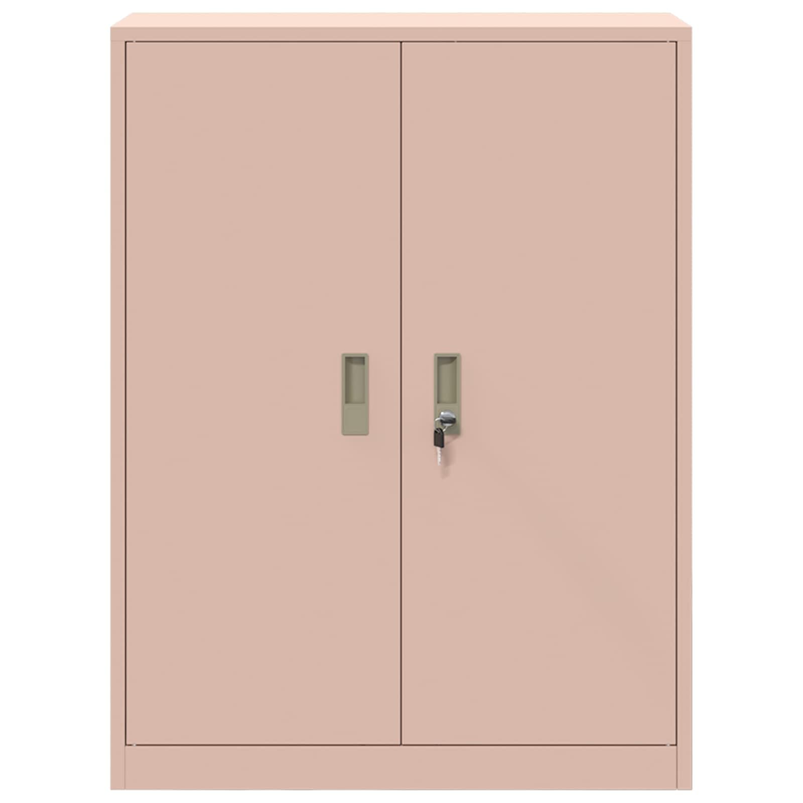 Aufbewahrungsschrank Rosa 80x40x105 cm Stahl, Industrie-Design Büroschrank abschließbar, kratzfeste Pulverbeschichtung, robuster Aktenschrank mit viel Stauraum für Büro Home Office und Praxis