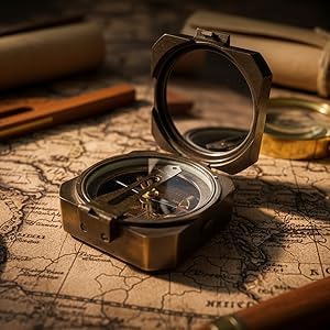 Kelvin & Hughes Natural Sine Brunton 1917 Compass Brass Mining Compasses, Brújula de Bolsillo de Latón para Navegación al Aire Libre, Herramientas Náuticas Vintage para Entusiastas y Coleccionistas miniatura 3