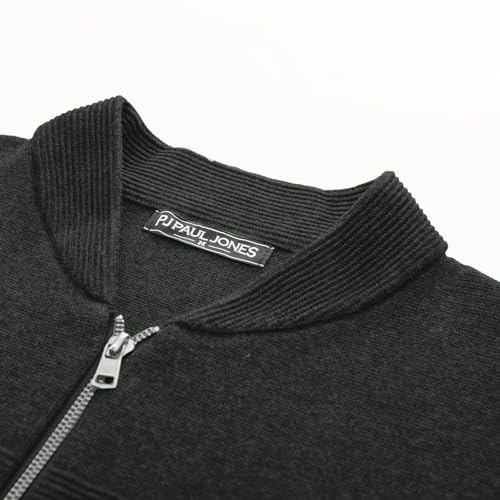 PJ PAUL JONES Mens Full Zip Cardigan Sweater Stand Collar Regular Fit Knit Sweaters4