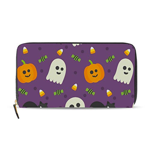 Preisvergleich Produktbild GIGIJY Happy Halloween Geldbörse Multi Kreditkartenhalter Tasche für Frauen Leder Reißverschluss lange Geldbörse