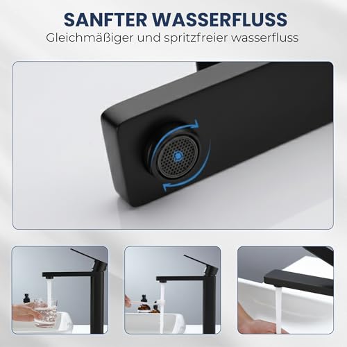Robinet de lavabo 17,3 cm Tarnby noir mat contre les traces et calcaire