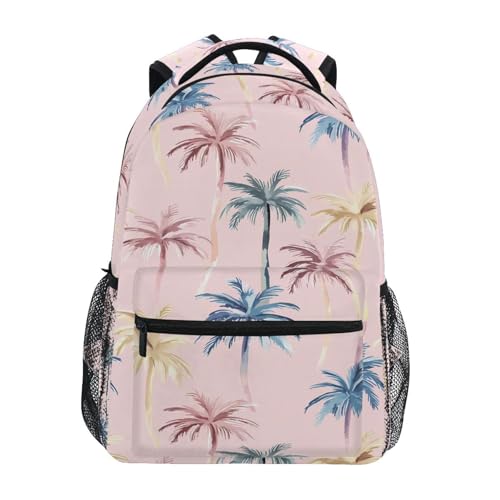 Palm Tree Blue Yellow Backpack for School Boys Girls Adults Kids Bookbag Laptop Bag 18L
