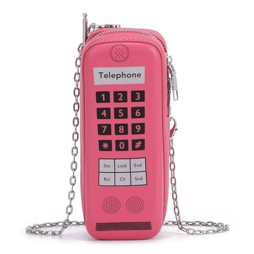 KUANG! Retro Mobile Phone Bag Chain Shoulder Handbag Leather Cell Phone Purse Personalized Shaped Crossbody Bag for Women