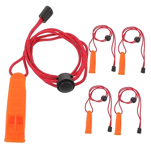 5 silbatos plásticos fuertes con cuerda para árbitros y actividades miniatura 1