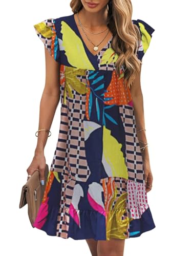 Image of JOCAFIYE Summer Dresses for Women 2026 Cute Cap Sleeve V-Neck Mini Dress