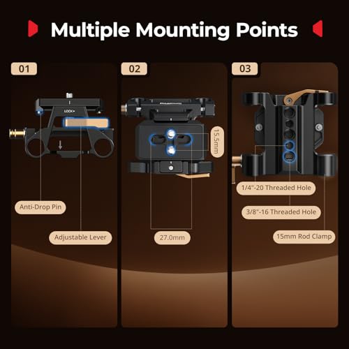 Image of SMALLRIG Universal Mount Plate Kit with Dual 15mm Rod Clamp