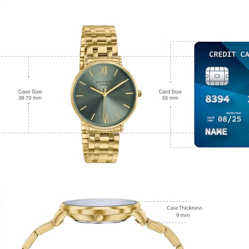 Image of Sonata Poze 9 with Quartz Analog Desert Sage Dial IPG Strap Watch for Women - SP80183YM01W