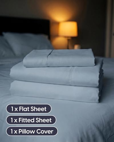 Image of Sleepy Town Twin XL Size Bed Sheets - 3 Piece - Twin XL Sheet Set - Extra Soft, Comfy & Cooling - Easy Care - Shrinkage, Wrinkle & Fade Free - Brushed Microfiber - Deep Pocket Bed Sheets (Steel Blue)