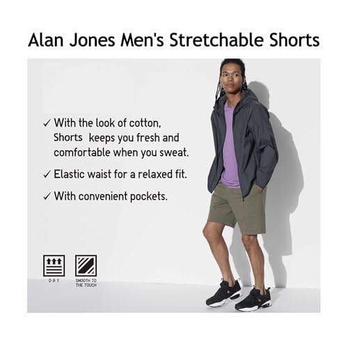 Image of Alan Jones Clothing Men's Easy Stretchable Shorts | Cotton Blend Slub Fabric | Elastic Waist with Adjustable Drawstring | Soft Touch Casual Shorts with Side Pockets