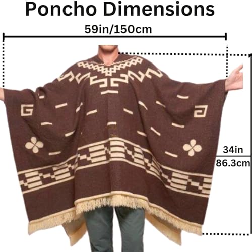 Clint Eastwood, Alpaca Wool Poncho: Western Style, Unique and Handmade in Ecuador. Thick, Warm and Soft Wool Poncho3