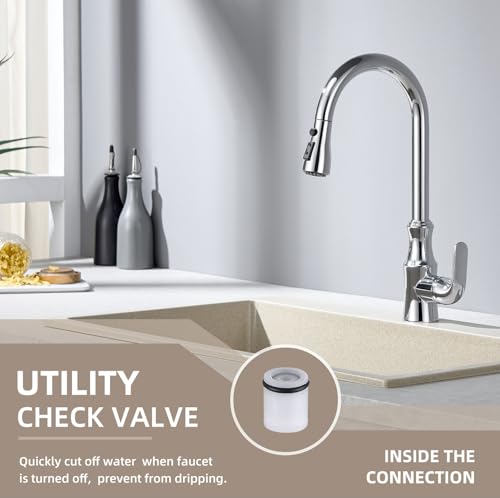 Image of Angle Simple Kitchen Faucet Head Replacement, G 1 /2 or 13 /16 Inch Male Thread, NSF /ANSI /CAN 61 & 372 Testing, Sink Faucet Sprayer Replacement Parts, Stream Spray and Pause Mode, Chrome