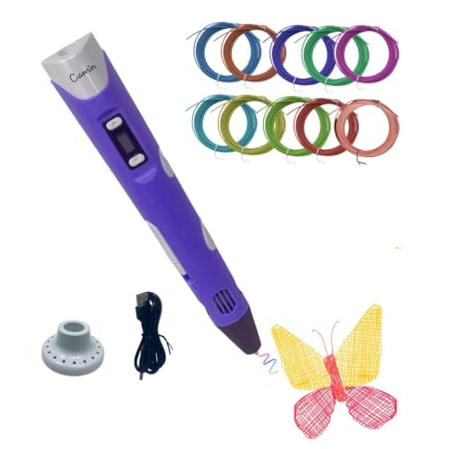 Image of Camin 3D Pen, 3D Printing Pen for Kids, USB Powered 3D Pen for Kids (Purple, 10 PLA)