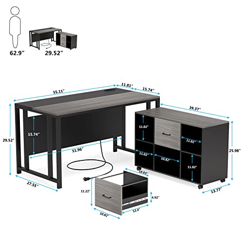 Tribesigns-L-Shaped-Computer-Desk-with-Power-Outlet-and-Drawer-Cabinet-55-inch-Large-Executive-Office-Desk-Business-Furniture-with-40-inch-Lateral-File-Cabinet-Printer-Stand-for-Home-Office-Grey