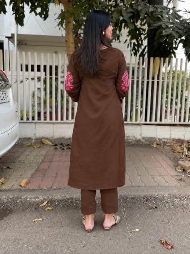 Image of ANNI Designer Women's Rayon Viscose Embroidered Straight Kurta with Pant & Dupatta