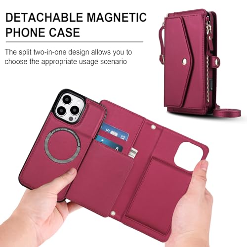 Étui portefeuille iPhone 14 anti-perte rouge avec porte-carte sécurisé - 2