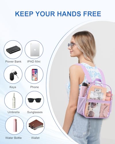 Image of Clear Backpack for Stadium Events, 12x12x6 Small Clear Plastic bag with Reinforced Straps for Game Security Festival Concert