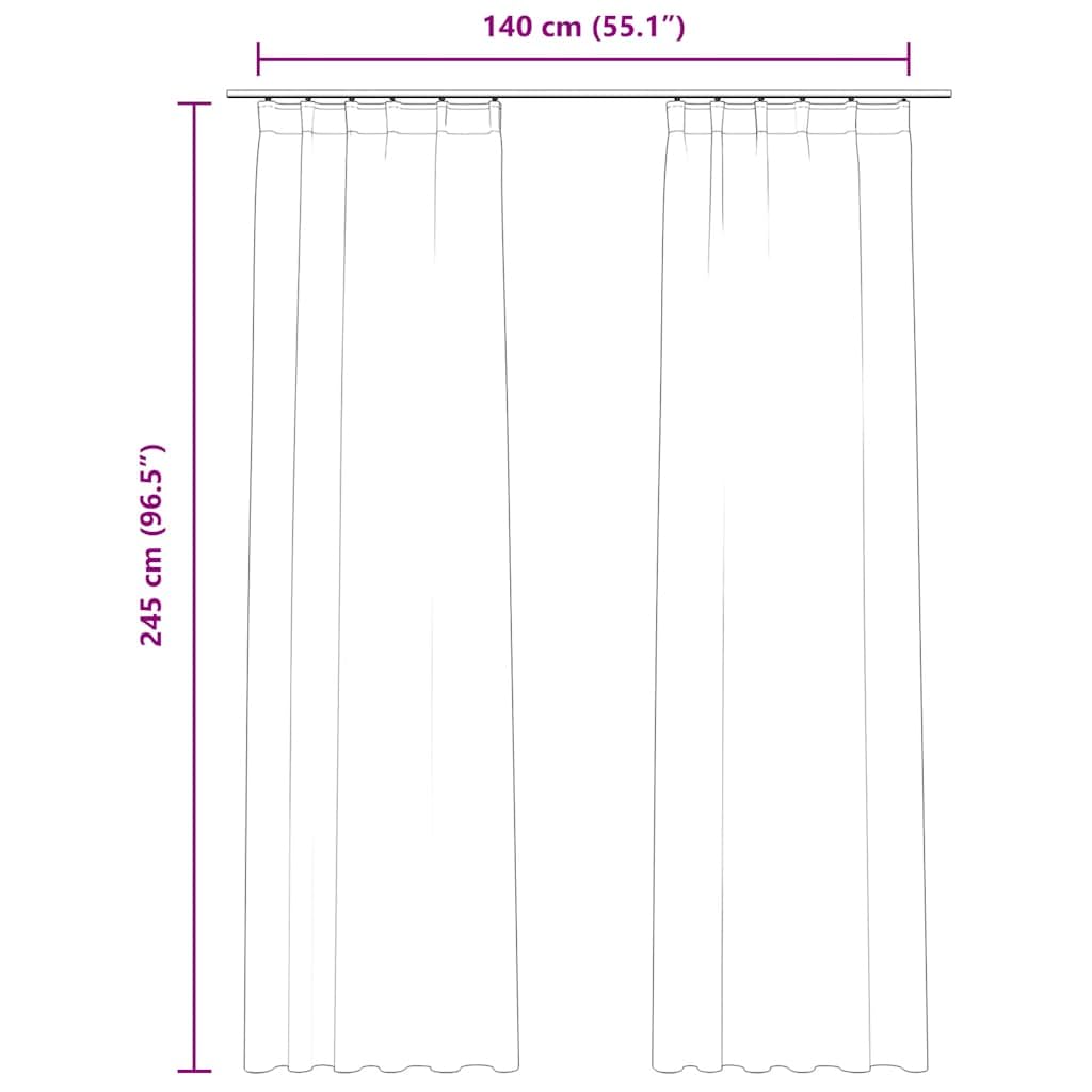 Juego de 2 cortinas opacas de terciopelo, con ganchos de metal para dormitorio y salón, elegantes cortinas de terciopelo negro, 140 x 245 cm