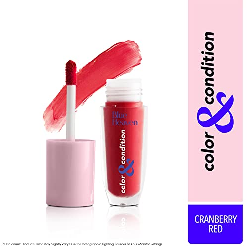 Image of Blue Heaven Color & Condition tinted lip oil for women, lip gloss infused with Cranberry, Raspberry & Hazelnut oil, Hydrating & Softening - Cranberry Red, 4.2ml