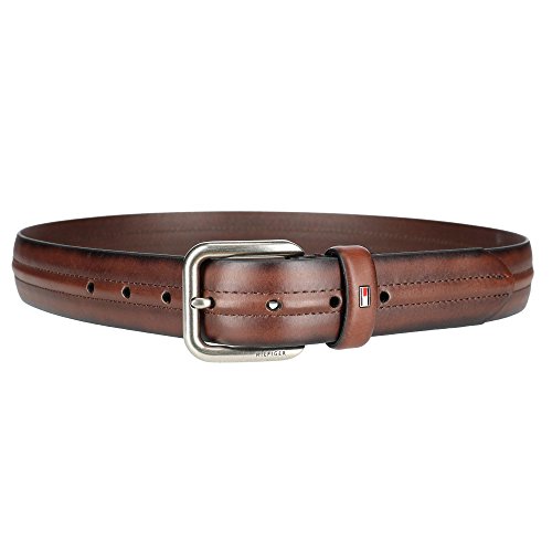 Tommy Hilfiger Men's Center Ridge Detail Casual Belt, 40, Brown2