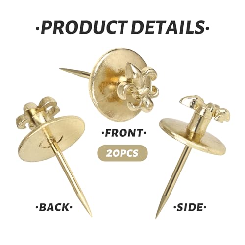 Image of Push Pin Hangers, 20pcs Double Headed Picture Hangers Nails Small Head Hanging Nails Picture Photo Hanging Hook Pins Decorative Nail Hook Hangers for Home Office School (Gold)