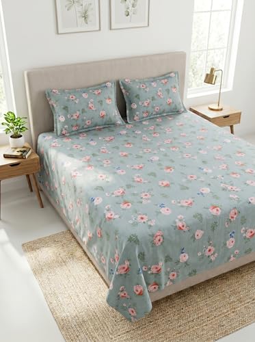 Image of Mafatlal 130 GSM Pearl Double Size Bedsheet with 2 Pillow Cover | Soft Fabric, Breathable, All Season | 90 x 100 Inches | Fog Grey