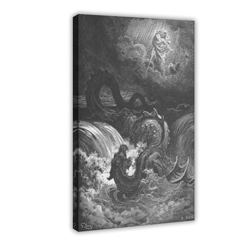 Toile Gustave Doré Le Leviathan Déco Murale Salon Bureau 40x61