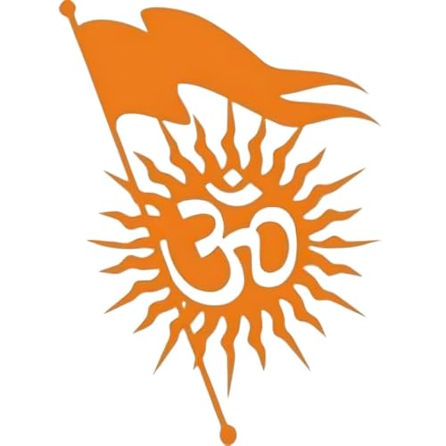 Image of KREEPO Pack of 2 Om & Flag Religious Self-Adhesive Vinyl Car Decal Sticker for Exterior Use| Dashboard| Windshield (Orange)