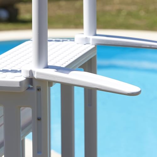 Gre EPE30 – rutschfeste Poolleiter für eingelassene Pools, Sicherheitsleiter mit 4 Stufen, synthetisch, Farbe Weiß. 80 x 92 x 206 cm