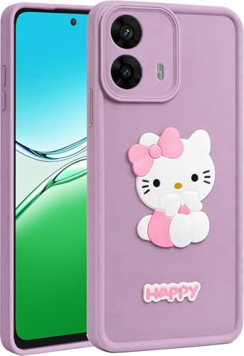 Knotyy Cute 3D Cartoon Soft Silicone Back Cover for Motorola Moto G85 5G – Stylish Design Slim Protective Case with Camera Protection for Moto G85 5G (Purple)