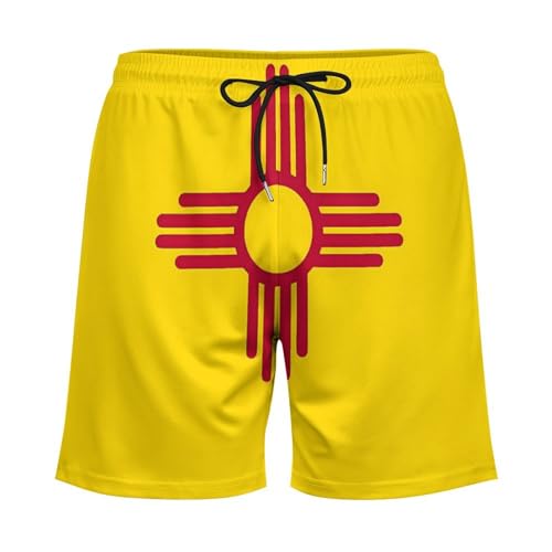 New Mexico State Flag Mens Swim Trunks Quick Dry Beach Shorts Board Shorts Swimwear Bathing Suits with Mesh Lining4
