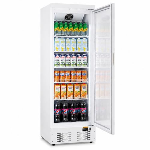 Image of Commercial Beverage Refrigerator with Glass Door, 11 Cu.Ft Upright Display Fridge Commercial Cooler, Merchandiser Drink Refrigerator with Soft LED Light, Romovable Shelves for Restaurant Stores