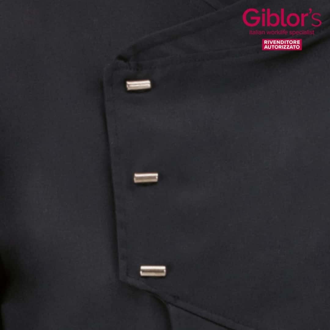 GIBLOR'S Art. 20P08G958 Chaqueta de cocinero Emanuel con botones a presión color azul, alta calidad, novedad 2020, Negro , L