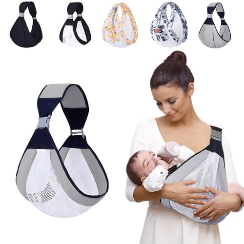 Image of Raelitego Baby Sling Carrier, Portable Lightweight Ergonomic Breathable Hands Free Infant Toddler Baby Hip Carrier, Suitable for Parents 5'1" to 6'3" and for Babies (7-25 lbs), Baby Boy Girl Gifts