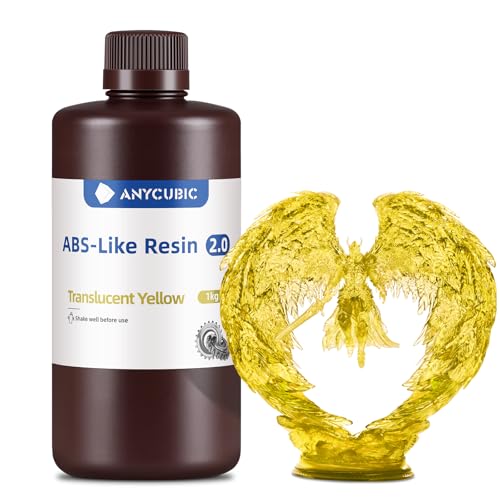 Image of ANYCUBIC 2nd Gen Resin Technology ABS-Like Resin 2.0, 3D Printer Resin with High Toughness, More Precise Details, Low Odor, Wide Compatibility for All LCD Resin 3D Printers (Clear Yellow, 1kg)