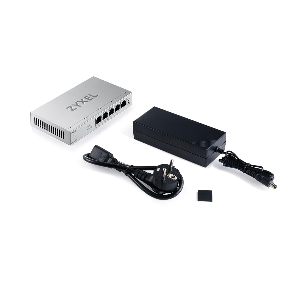 Zyxel Switch PoE 5 Porte | Switch Ethernet Gigabit Web Managed | 4 Porte PoE+ Budget 68W | QoS, Link Aggregation, VLAN, IGMP Snooping | Senza ventola | Desktop [GS1200-5HPv3] | 4x Porte PoE+ con Budget di 68W + 1x GbE, Senza Ventola, VLAN, QoS, IGMP Snoop