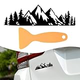 fasebeek Pack-1 Car Stickers, 6.8 Inches x 1.9 Inches Forest Snow Mountain Decals, Automobile Exterior Decoration Supplies, Universal for Most Cars, SUVs and Vans (Black)
