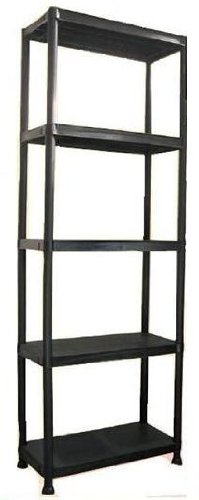 LIME SHOP 5 Tier Plastic Shelving Units Black/Storage