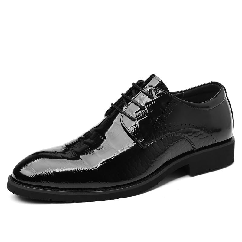 Men's Fashion Classic Dress Shoes Patent Wedding Formal Modern Pointed Toe Non-Slip Softsole Low Top Oxford Shoes