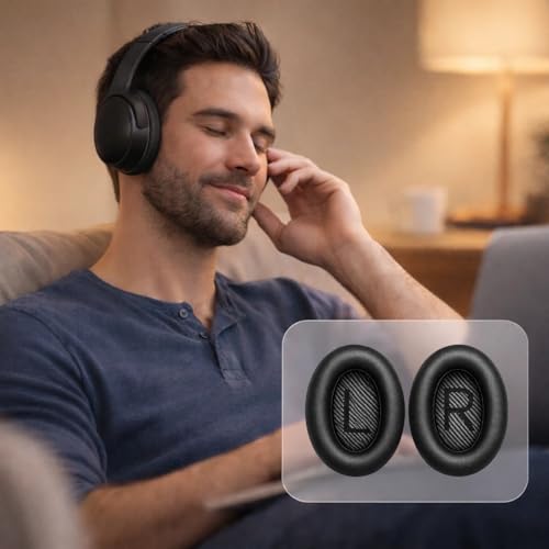 Repuestos de Almohadillas para Auriculares Bose QuietComfort 35 (QC35) y QuietComfort 35 II (QC 35 ii), Almohadillas con Memoria de Forma, Cuero de Proteína más Suave y Mayor Grosor miniatura 6