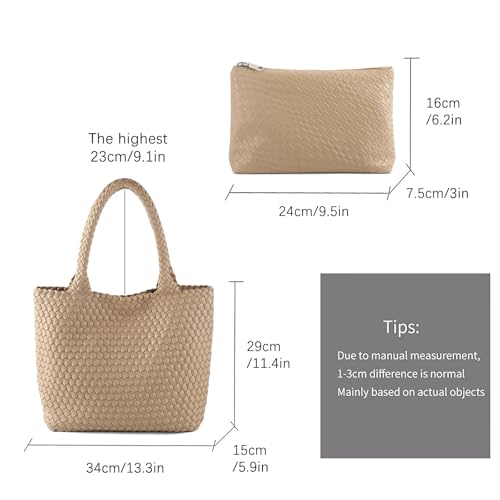 Image of Hand Woven Bag Tote BagS For Women Top Handle Shoulder Vegan Leather Large Travel Beach Hobo Handbag